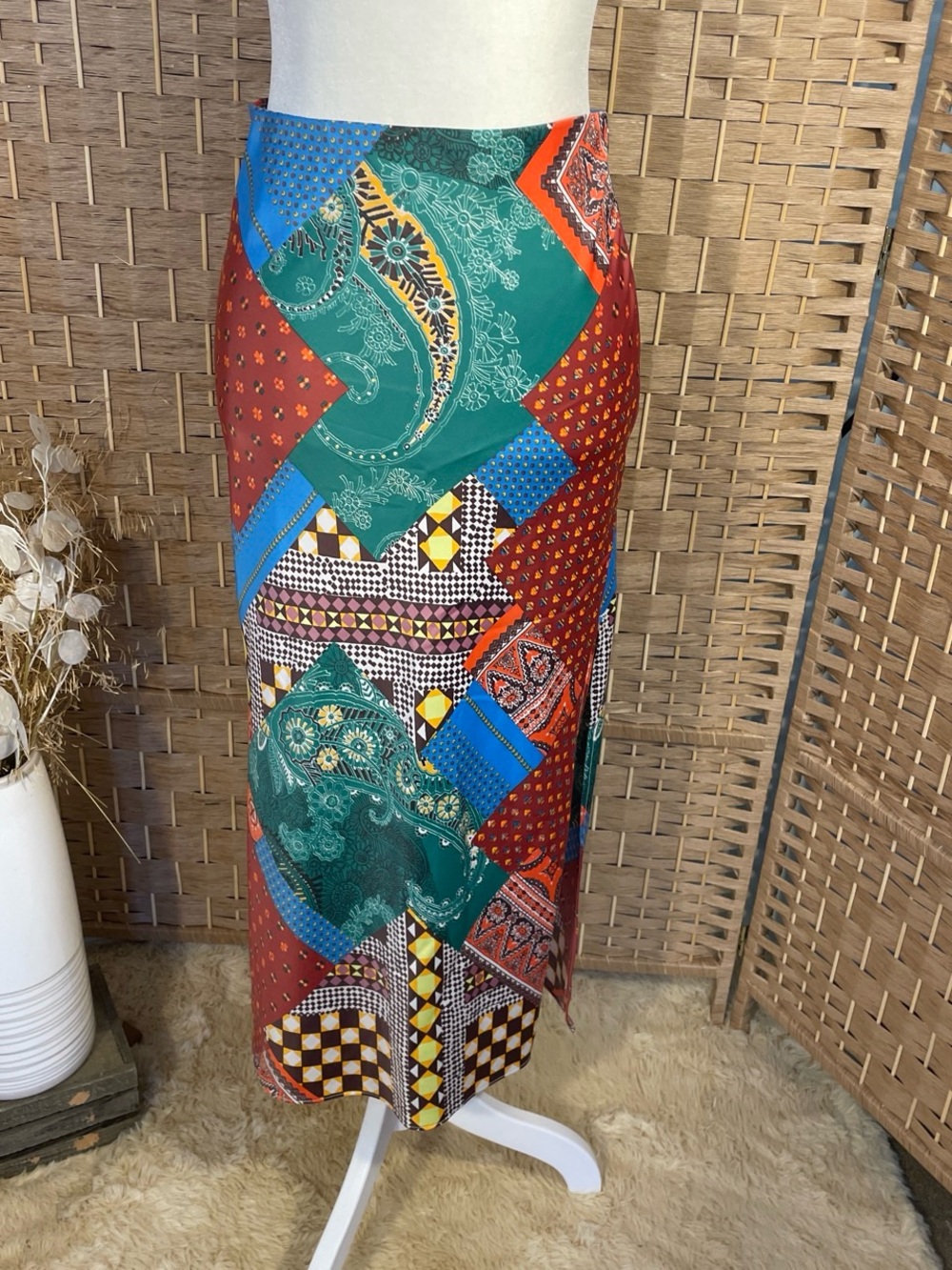 Colorblock Patchwork Urban Outfitters Pencil Maxi Skirt